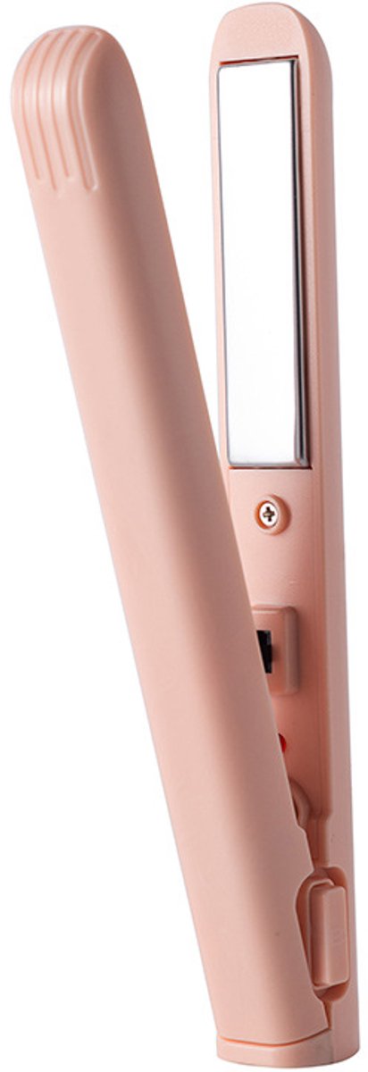 Mini 2-in-1 krultang/stijltang - Mini stijltang - Dubbele functie - Draagbare reiskrultang - Compacte stijltang - Nieuwe mini krultang - USB-interface, plug and play - Reiskrultang/stijltang geschikt voor alle haartypes - Reisformaat - Roze