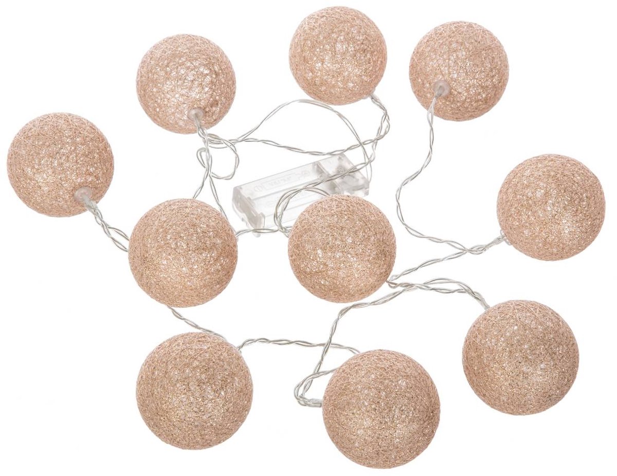 LED-slinger op batterijen met geweven katoenen bolletjes GLITTER SHINI