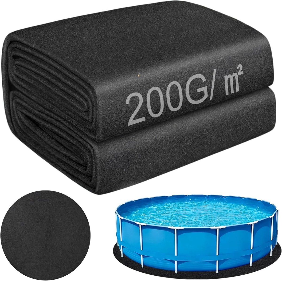 Rond grondzeil van vilt, 400 cm, absorberend en opvouwbaar voor zwembaden en whirlpools, waterdicht en duurzaam