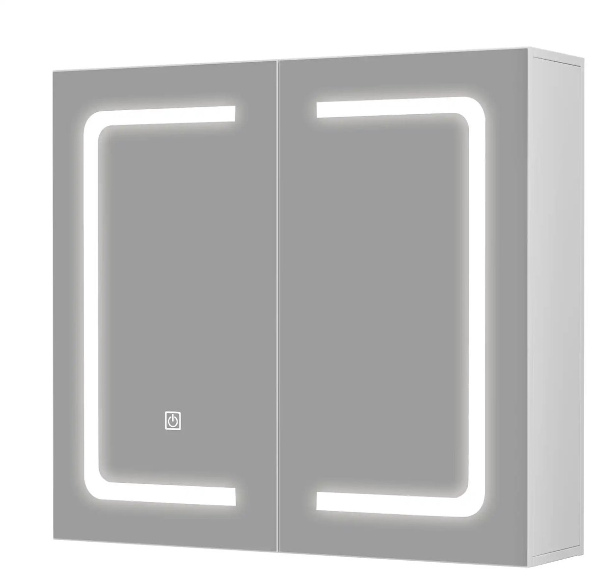 Archi LED Badkamerspiegelkast – Spiegelkast – Wandkast – 70 × 16 × 60 cm – 3 Lichtkleuren – Stopcontact – Verstelbare Plank – Wit
