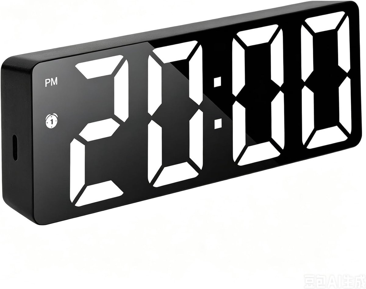Digitale wekker met groot LED-scherm – zwart – instelbare helderheid en volume – 12/24 uur – wekker voor tieners en volwassenen – digitale klok met groot scherm – snooze-functie en digitale wekker.