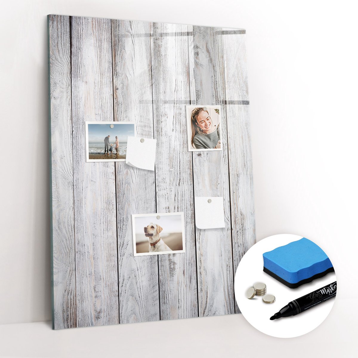 Tulup Whitebord - Geschilderd hout - 70 x 100 cm - Grijs Magneetbord Muur - Gratis 5 Sterke Magneten + Whiteboard Marker & Wisser - Minimalistisch Prikbord - Magnetisch Bord - Notitiebord Werkplek
