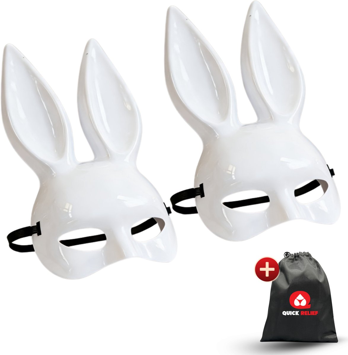 Quick Relief Bunny Masks - Erotisch Masker - Konijn Maskers - Gemaskerd Bal - Carnavals Masker - 2 stuks Wit