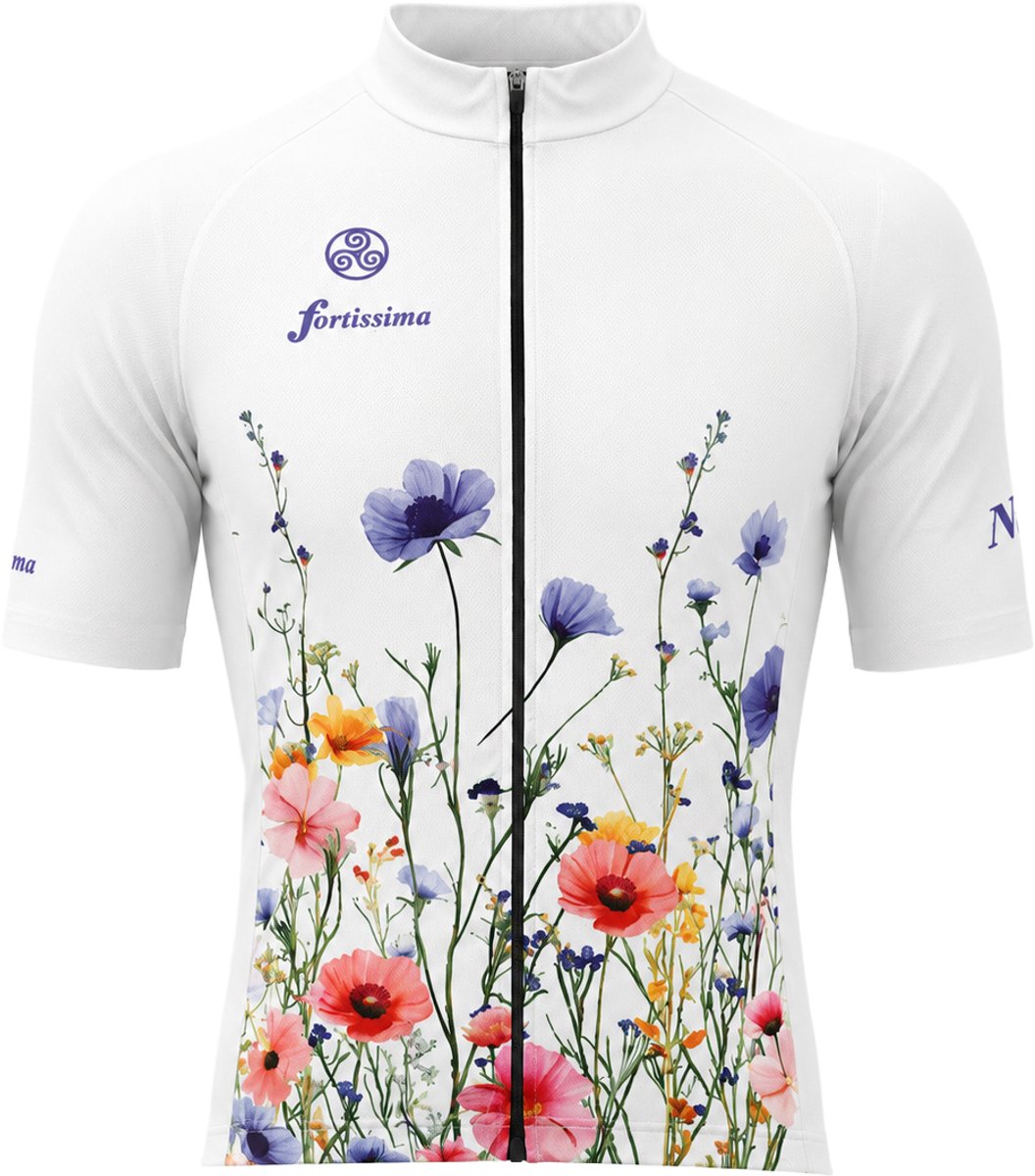 Fortissima Fietsshirt Bloemen - Wielershirt - Unisex - Heren en Dames - Korte Mouw - Maat XXL