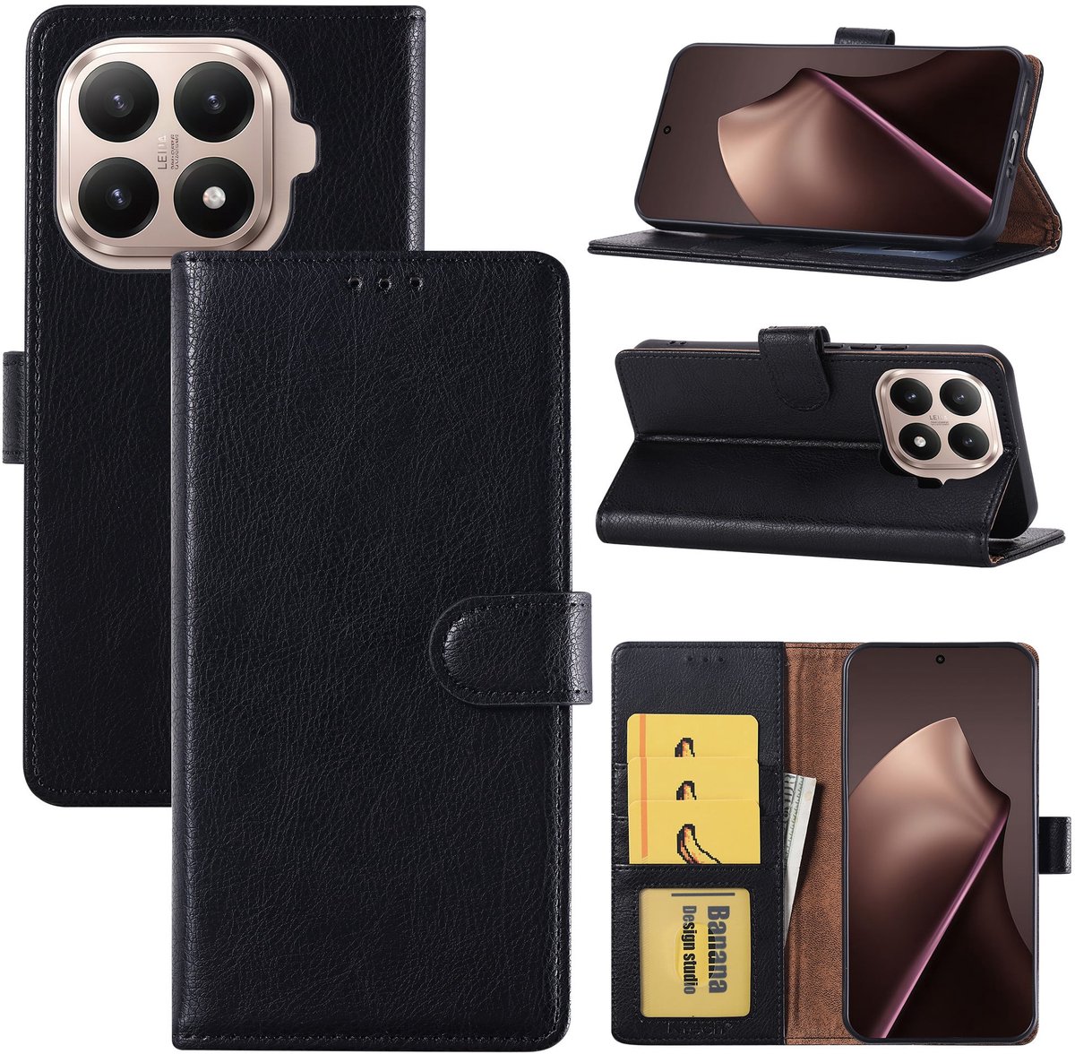 Hoesje geschikt voor Xiaomi 15T Pro Hoesje Zwart Bookcase – Ntech Wallet Case met Pasjeshouder & Magneetsluiting Beschermhoes – Schokbestermende Flip Cover