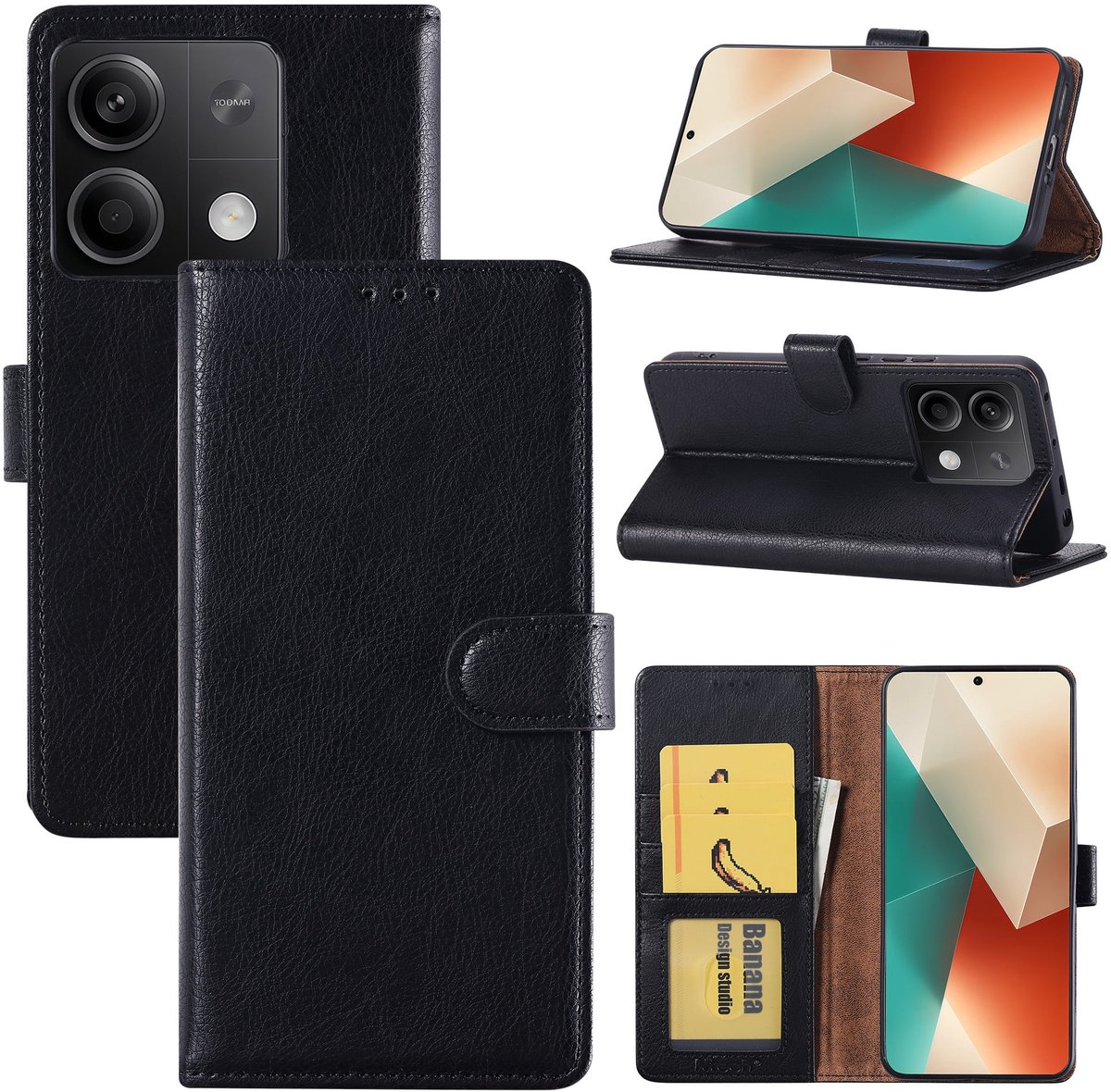 Hoesje geschikt voor Redmi Note 13 Pro 5G Hoesje Zwart Bookcase – Ntech Wallet Case met Pasjeshouder & Magneetsluiting Beschermhoes – Schokbestermende Flip Cover