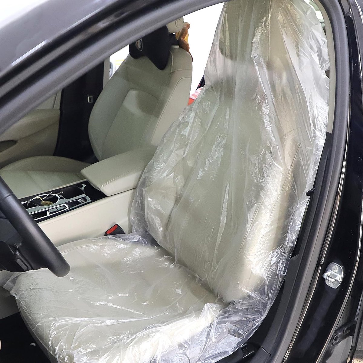 efuturetime 200 STK Wegwerp zitbeschermer auto voorstoelen Transparant Universeel Waterdicht, 140x80cm, zitschoner van kunststof voor autostoelen, autostoelhoezen stofdicht