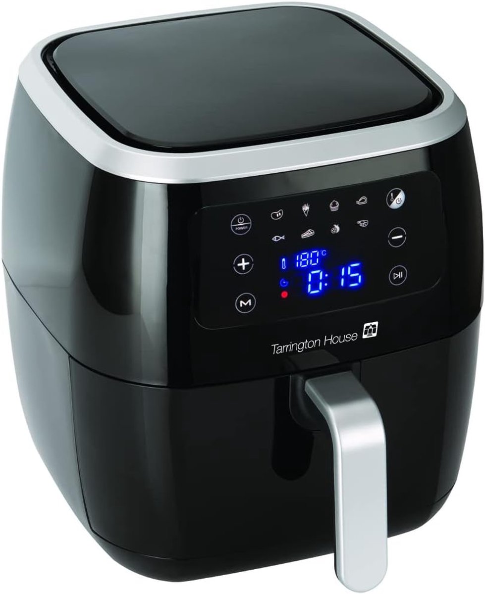 SnelShoppen - Heerlijke Airfryer 6.8L met 1800W, 8 Voorgeprogrammeerde Instellingen, Digitale Temperatuurregeling, Zwart - Ideaal voor Keuken, Feest e