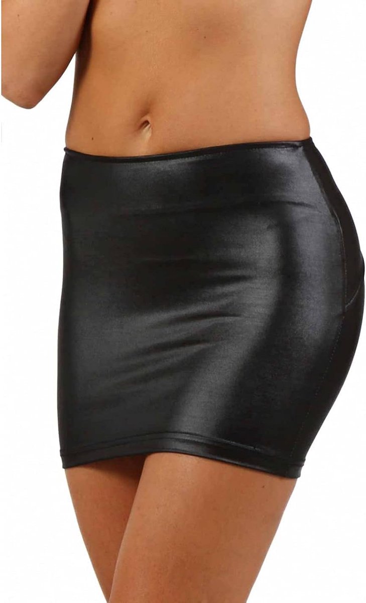 NOIR Wetlook Sexy minirok (S-4XL) Vinyl PVC dames korte rok met ritssluiting party clubwear rok