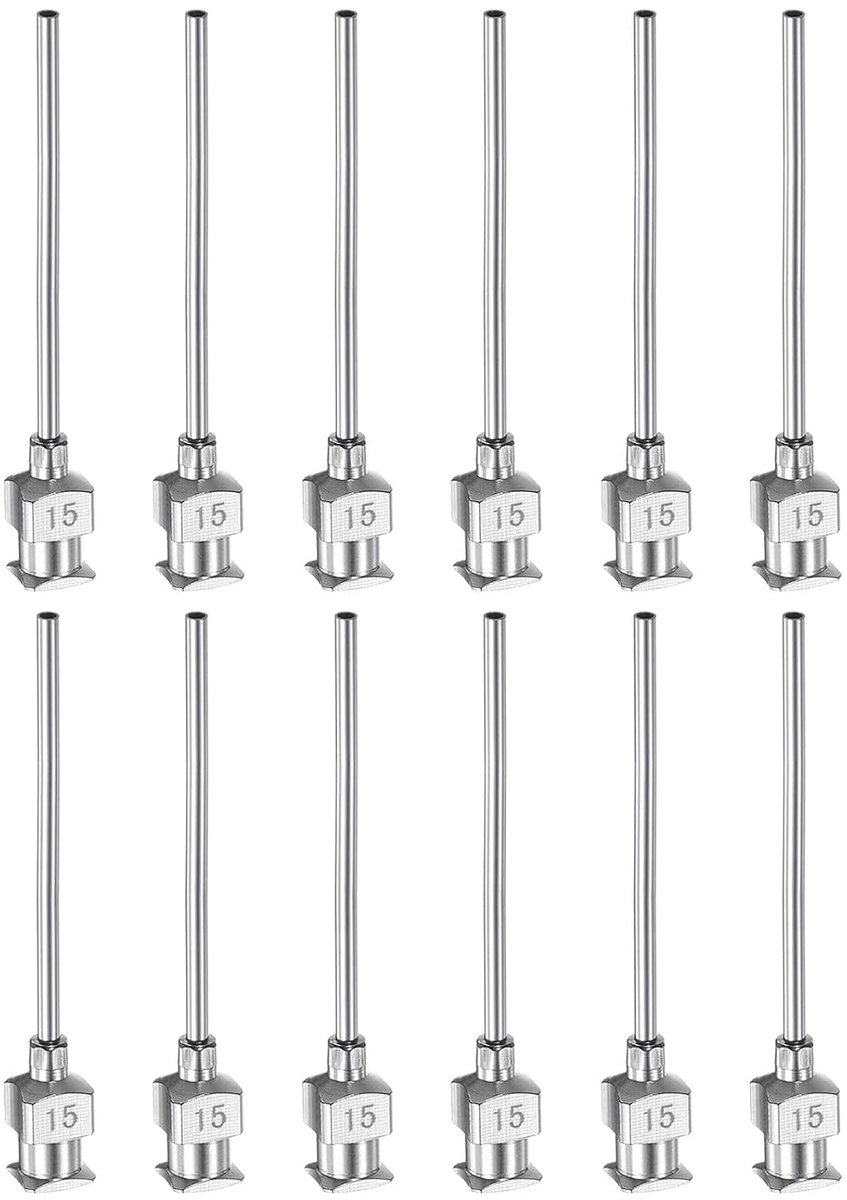 Doseernaalden, roestvrij staal, 1 1/2 inch (1,27 cm) slang voor lijm, metalen lijm, afgeschuinde punten, luer-lock voor viskeuze vloeistoffen, inkt, lijm