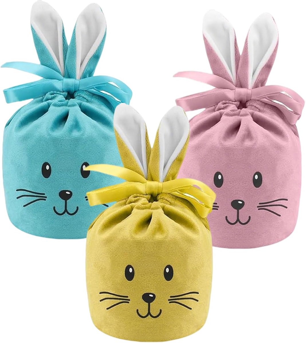 Paaszakjes om te vullen, 3 stuks paasmandjes, met geschenkzakjes, voor kleine paashaas paaszakjes, paasnest, gevuld, geschenkmanden, paascadeaus paashaaszakje