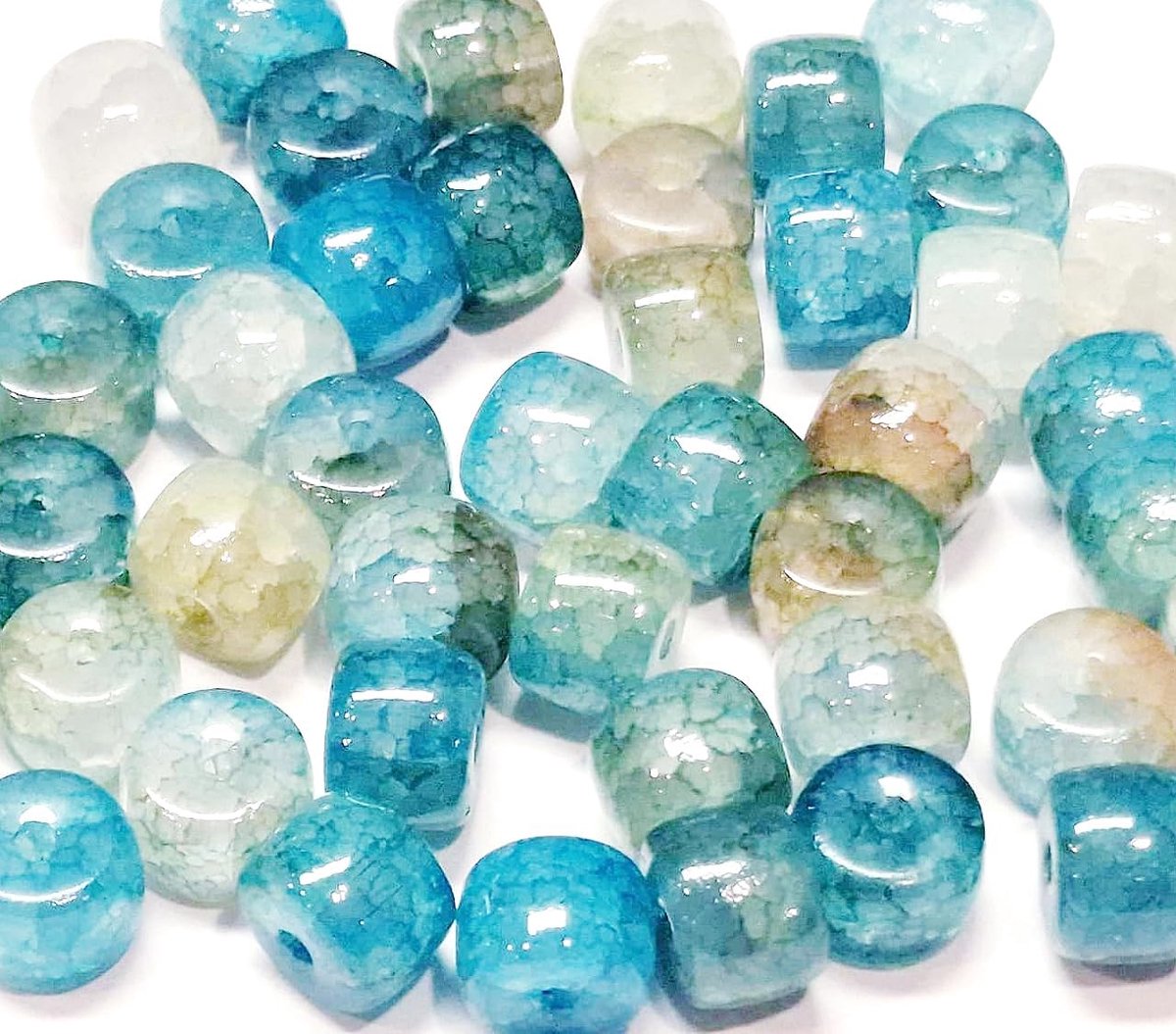 Kralen, agaatsteen, drakenpatroon, vatkralen, 8 mm, halfedelstenen, natuursteen met gat om te rijgen, voor het maken van sieraden (marineblauw)