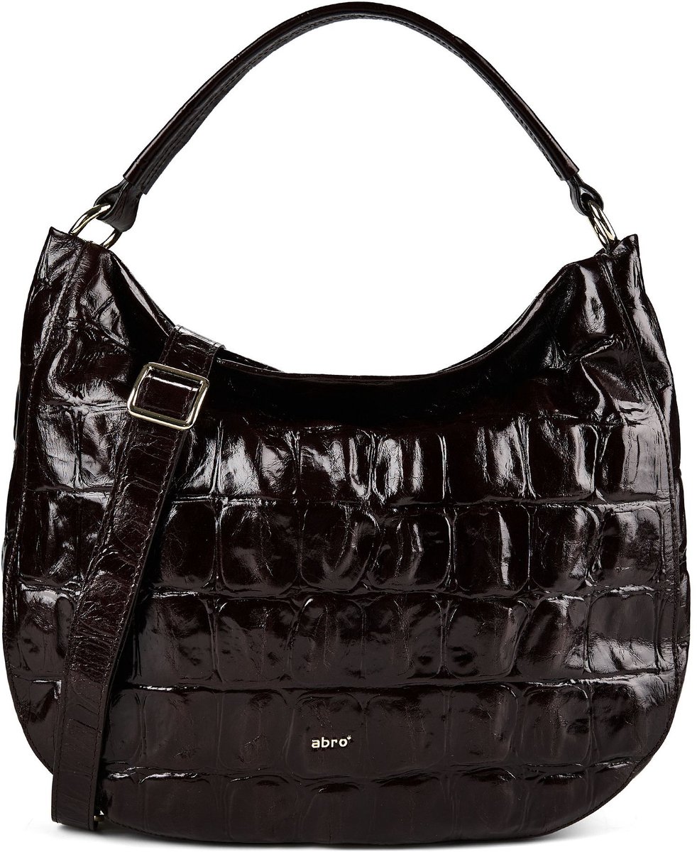 abro schoudertas Leather Maxi Cocco Mia Hobo Bag Dark Brown donkerbruin