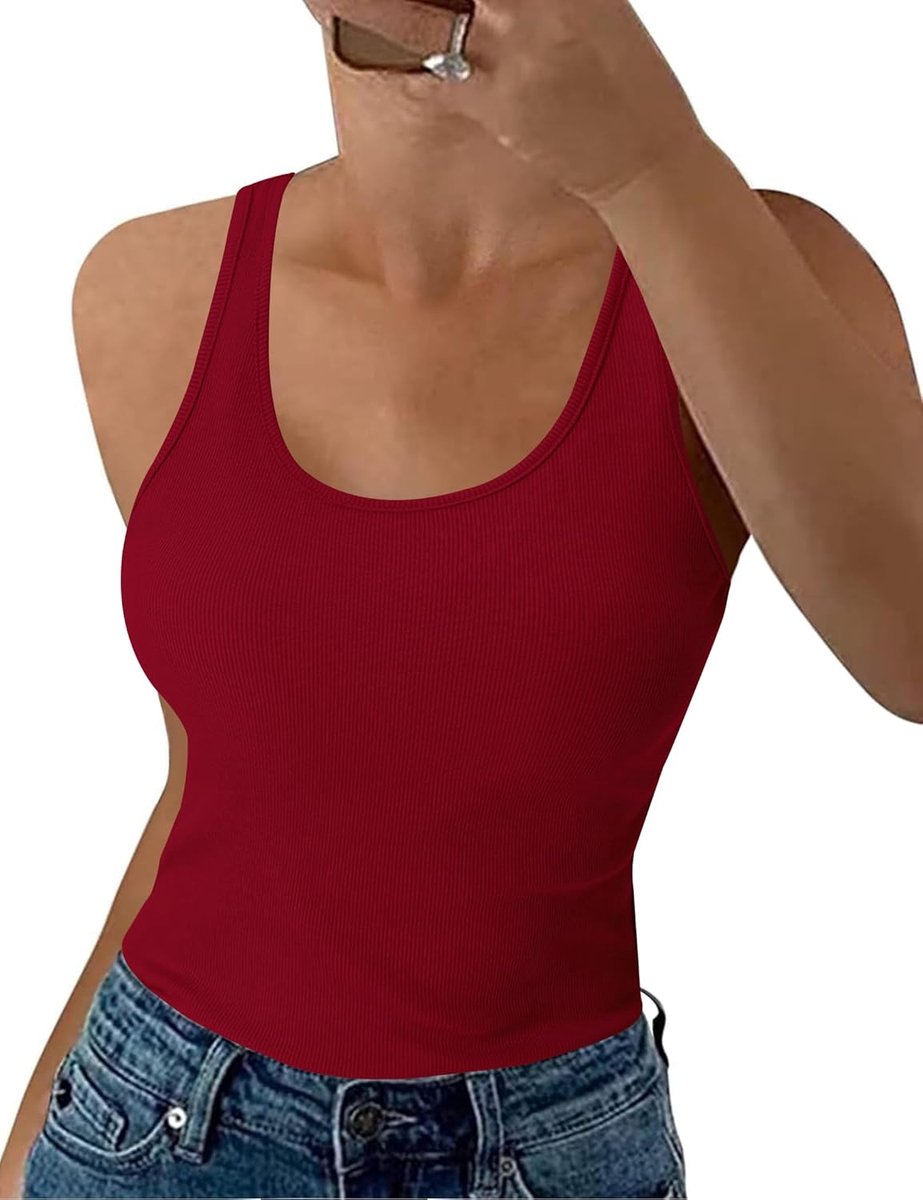 Tanktop voor dames, zomer, slim fit, bovenstuk, mouwloos, geribbeld, basic shirt, ronde hals, vest, katoen, tops, sexy, casual, effen