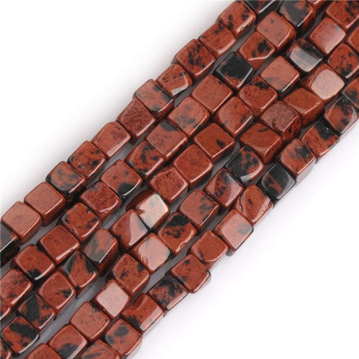 Prachtige Natuurlijke Zwarte Sneeuwvlok Obsidiaan Jaspis Edelsteen Vierkant 4mm Losse Kralen voor Sieraden Maken Ongeveer 15 inch 93st 1 Strand 4mm Red Jasper 4mm