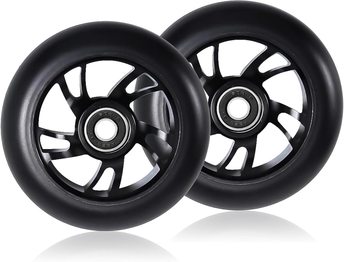 2 stuks scooterwielen, 120 mm, reservewielen, stuntstep-wielen met Abec-9 kogellagers, hardheid 88a, reservewielen voor alle soorten scooters, kickscooters, zwart