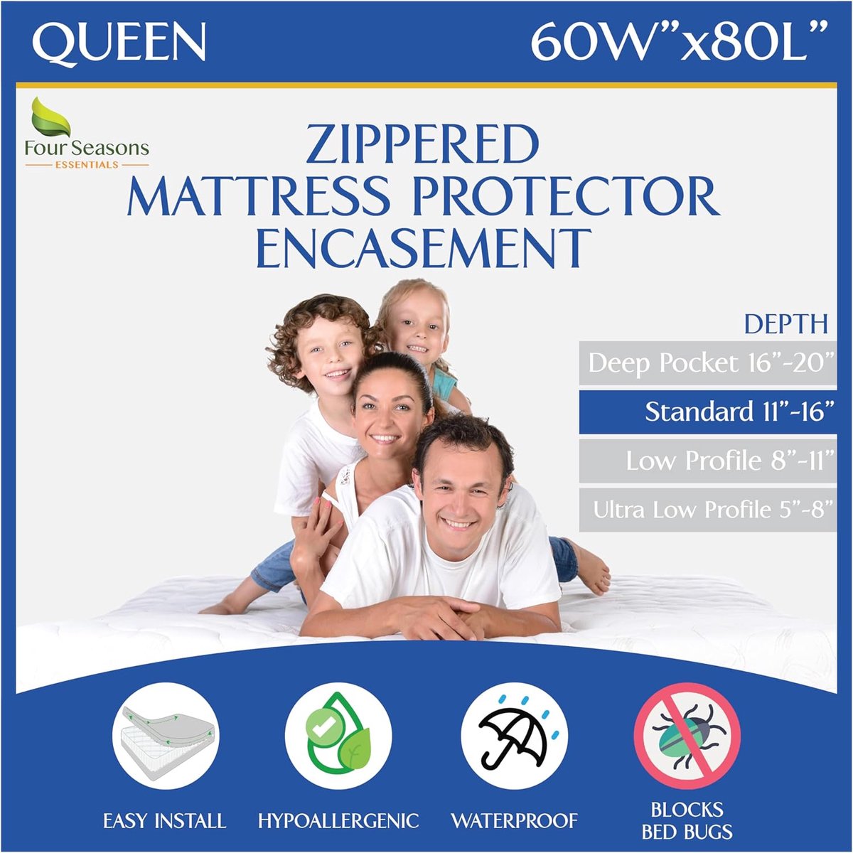 Matrasbeschermer queensize - Waterdicht - Hypoallergeen - Beschermt tegen vlekken en vloeistoffen - ShopVlot