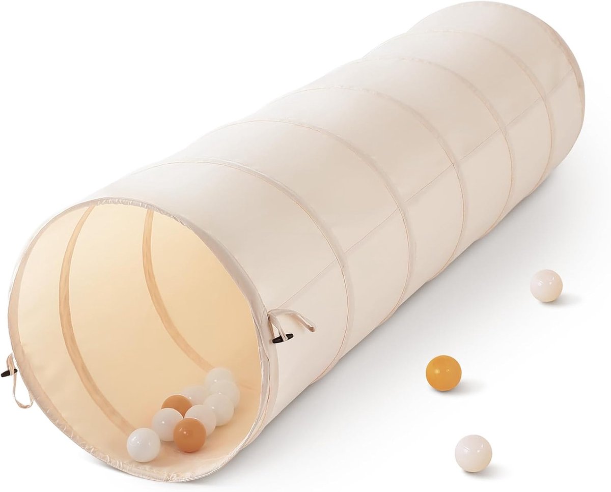 Speeltunnel voor kinderen binnen: perzikhuidstof pop-up tunneltent met opbergtas voor kruipende baby - outdoor verjaardagscadeau voor jongens meisjes 175 × 46 cm (goud)