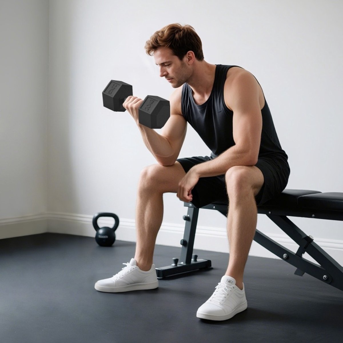 COVREO Dumbbell 35,6 x 16,6 cm zwart, gietijzer met geribbelde grip