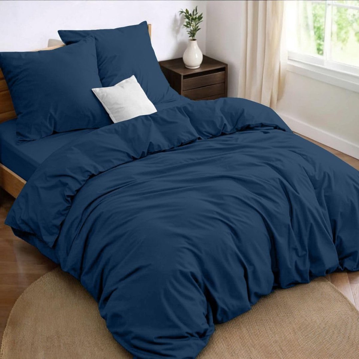 beddengoedset 160 x 200 4-delig dekbedovertrek 240x260 cm + hoeslaken 160 x 200 cm met 2 kussenslopen 65x65 cm 240x260 set 100 draden/cm² in microvezel - Oeko-Tex