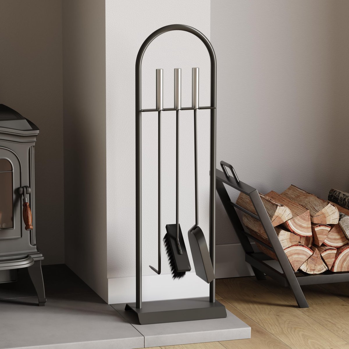 SnelShoppen - Fire Vida Ladder van Metaal in Chroom & Zwart, 71x10x12 cm voor Creatieve Decoratie, Ideaal voor Thuis, Tuin en Feestjes