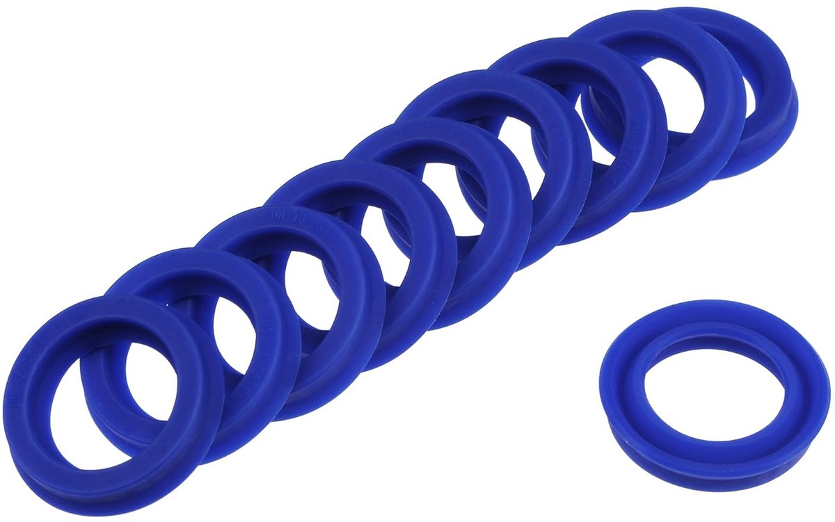 10 stuks UN radiale asafdichtringen, industriële PU-olieafdichtingen voor hydraulische cilinders (blauw, 18 mm ID x 25 mm OD 5 mm breed)