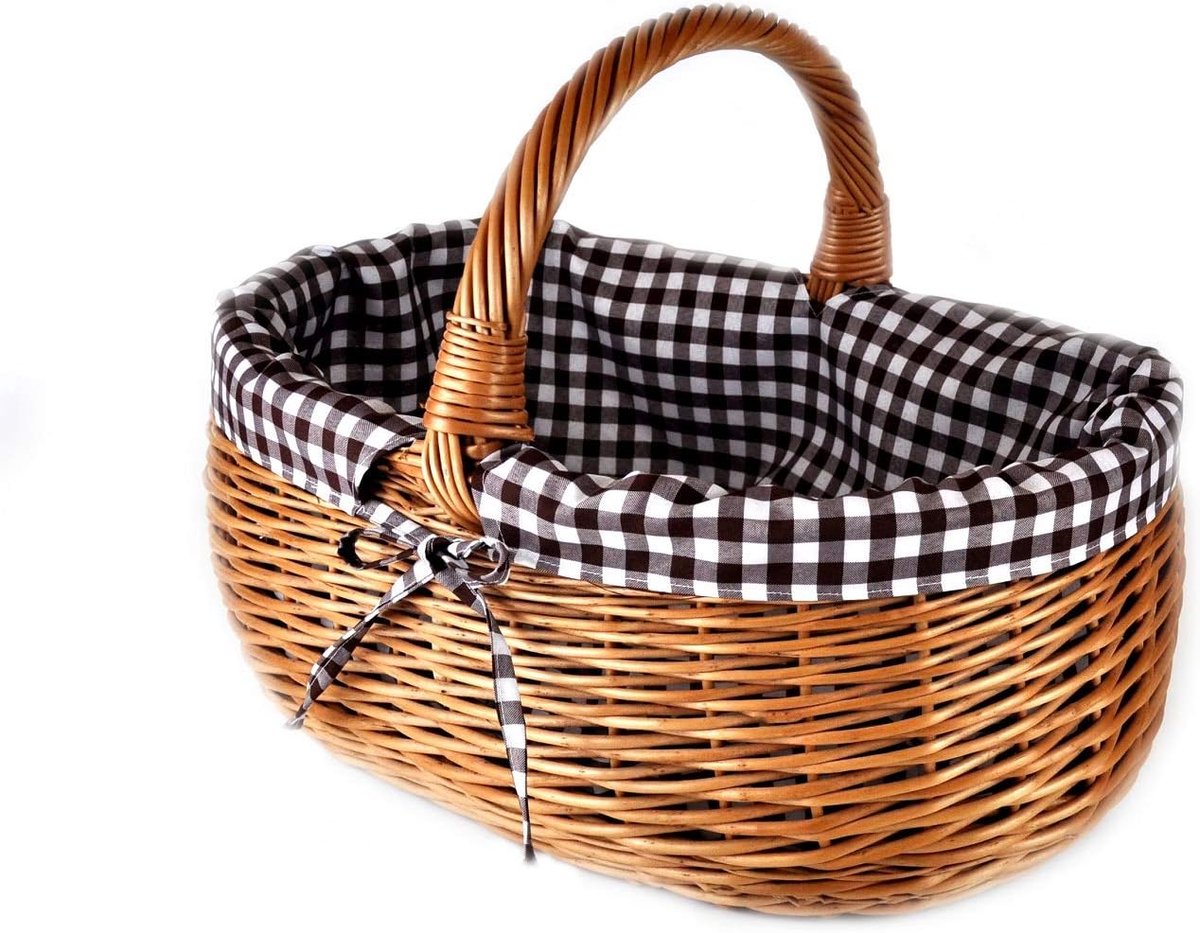 Boodschappenmand rieten mand gevlochten 52/37/21 (40) cm stabiele draagmand van wilgentenen K1-004-G-SWB