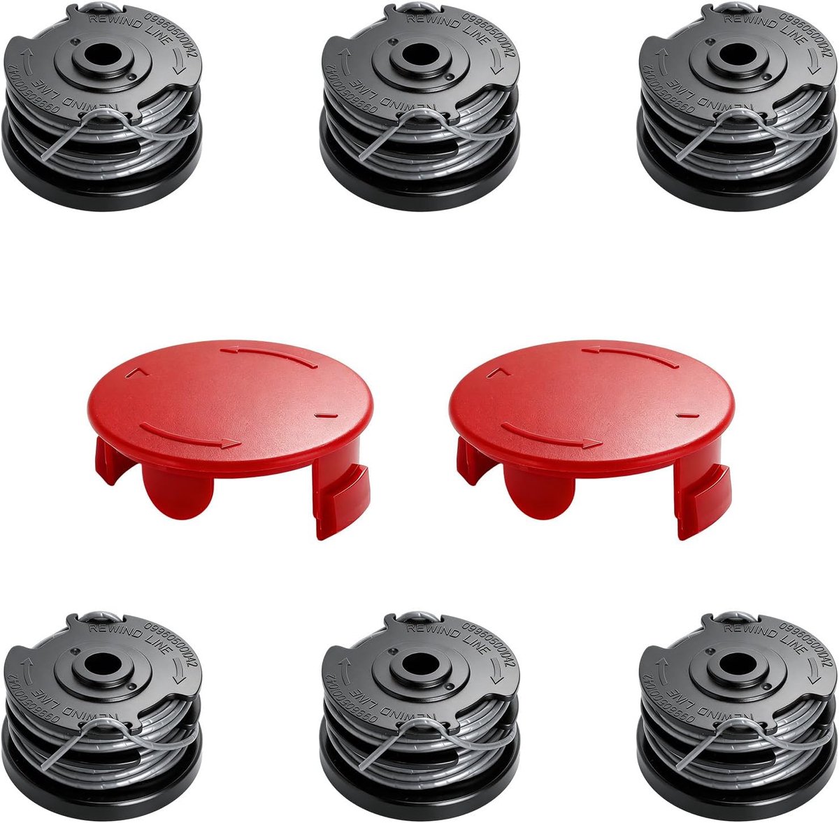 Draadspoel voor Bosch F016800351 Vervangende spoel 6 spoelen met 2 dop voor grastrimmer, compatibel voor Bosch ART 24 ART 24+ ART 27 ART 27+ ART 30 ART 30+, Ø1,6 mm nylondraad 6 m