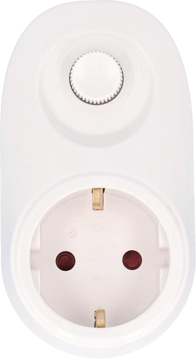 47535 Adapterstekker met dimmer, stekkerdimmer voor gloeilampen en hoogspanningshalogeenlampen tot 280 watt, wit