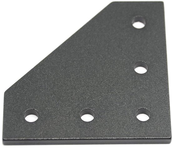 4 Stks/set Hoekbeugelplaat met 20 stuks M5 x 8 mm schroeven en 20 stuks M5 T-moeren, 5-gaats T-stuk buiten verbindingsplaat voor 2020-serie aluminium profiel 3D-printerframe (zwart L-4 met — afbeelding 5