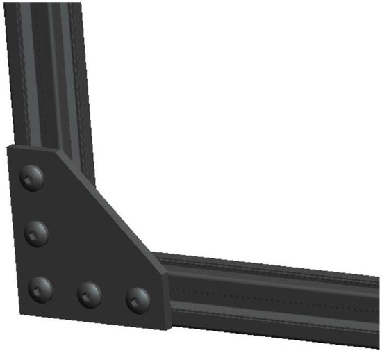 4 Stks/set Hoekbeugelplaat met 20 stuks M5 x 8 mm schroeven en 20 stuks M5 T-moeren, 5-gaats T-stuk buiten verbindingsplaat voor 2020-serie aluminium profiel 3D-printerframe (zwart L-4 met — afbeelding 4