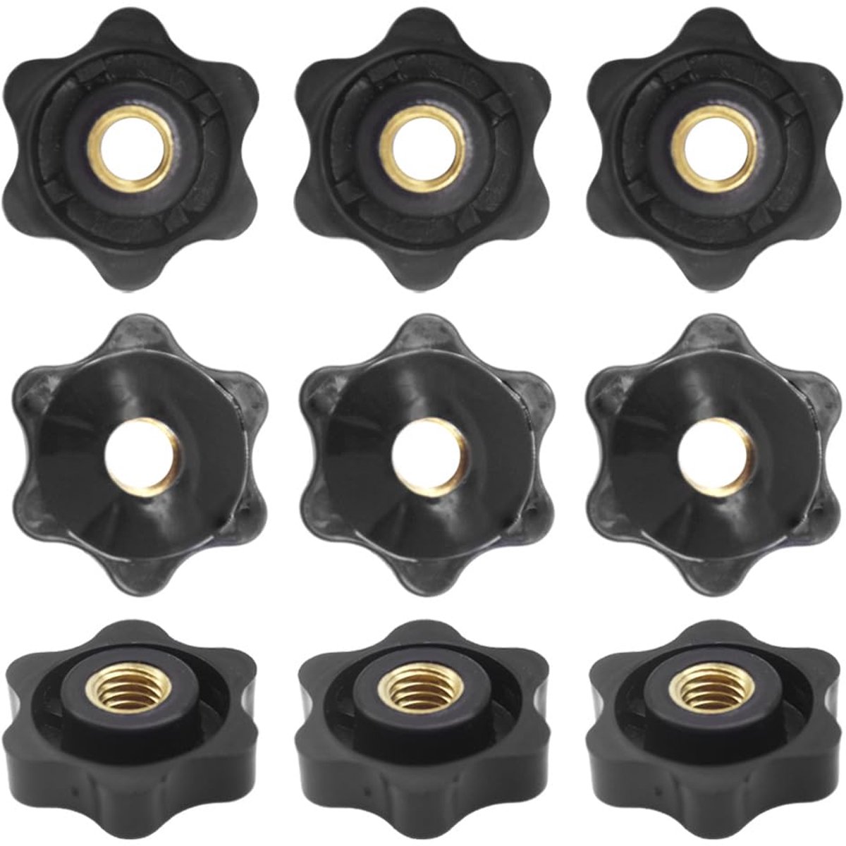 10 stuks stergreepmoeren M8, kunststof sterschroeven, kartelmoer, binnendraad, stervorm, klemknop, greepmoeren voor mechanische en elektronische apparaten (MHLM/M8)