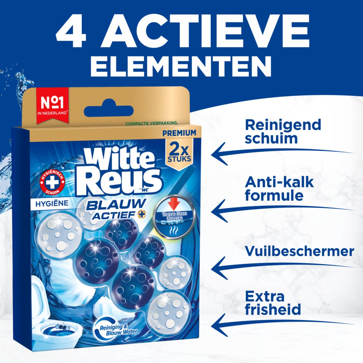 Witte Reus Toiletblok Blauw Actief Hygiene - 2 stuks