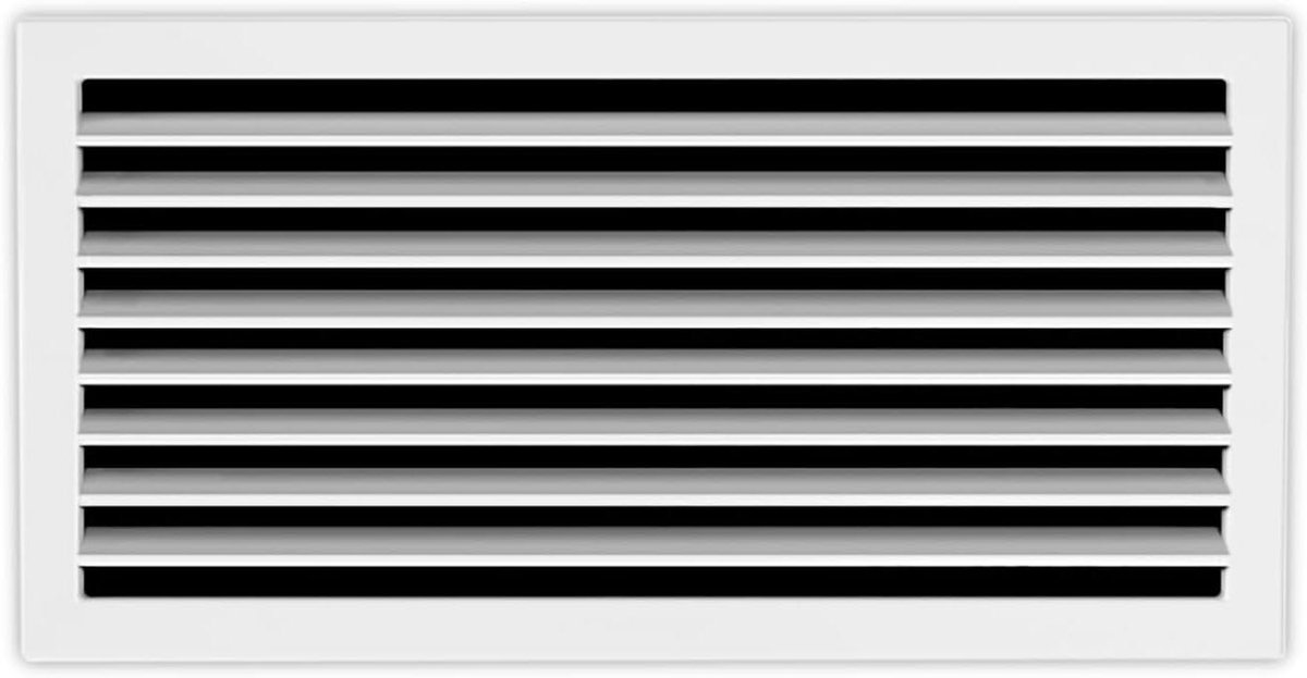 Teruglooprooster Wit - Ventilatierooster Horizontaal - Luchtcirculatie Verbeteren - Vaste Horizontale Lamellen - 250 x 150 mm - Wit