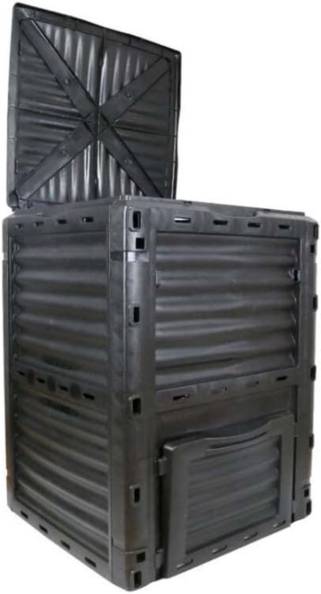 Tuinbladbak Compostbak - Composteercontainer Afvalbak - Afval Verwerken - Vierzijdige Ventilatie - 300 Liter - Zwart