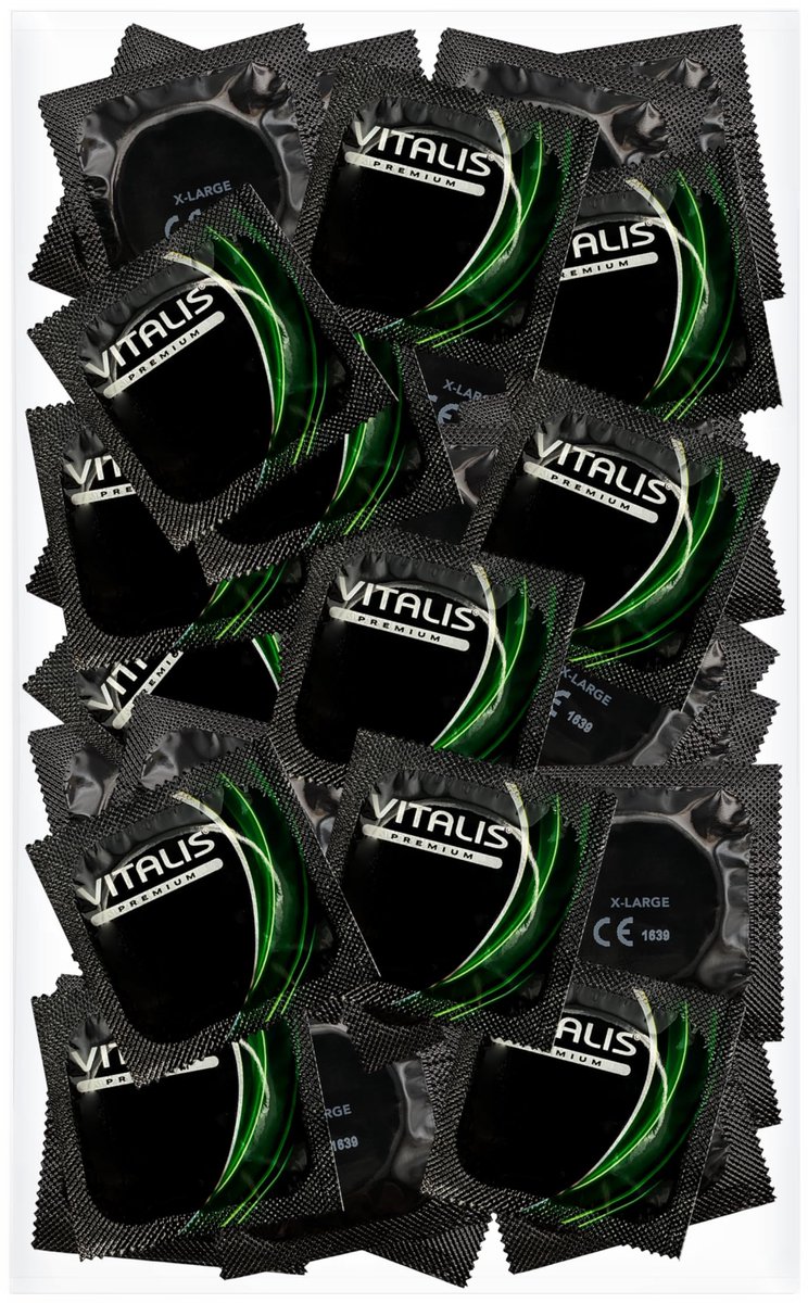 VITALIS Condooms Pack XL | Nominale breedte 57 mm | Gevoelsechte | 100 Premium met glijmiddel op siliconenbasis | Transparante, Extra Groß