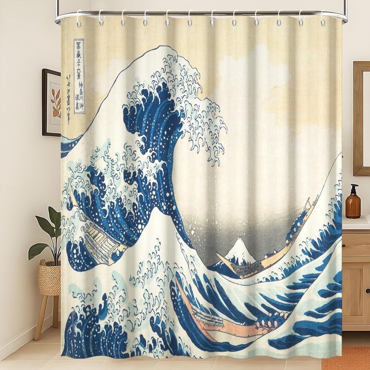 Omgoods - Japanse Schilderkunst Douchegordijn - Abstracte Zee Golf Design 120 x 180 cm
