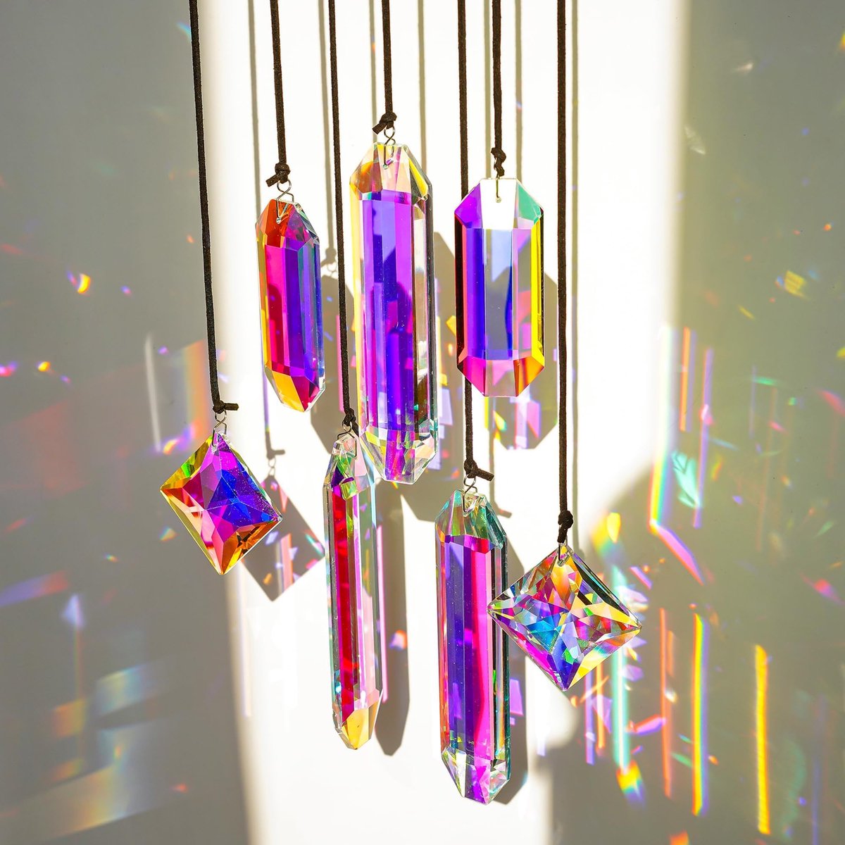 Omgoods - Set van 7 Kristallen Zonvangers Prismen voor Regenboog Effect