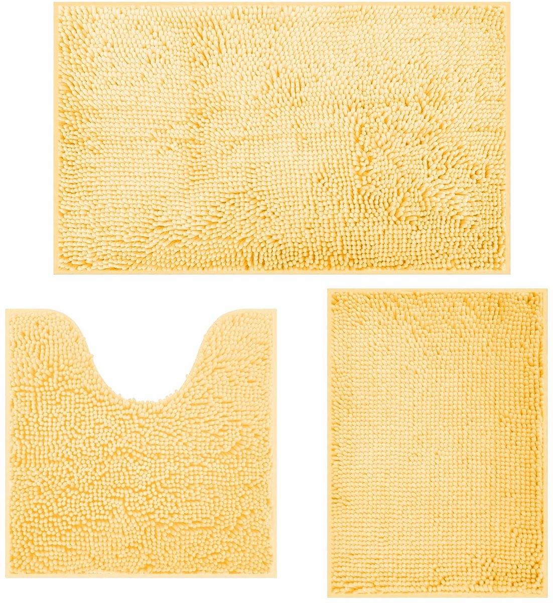 Omgoods - Set van 3 Chenille Badmatten Antislip
