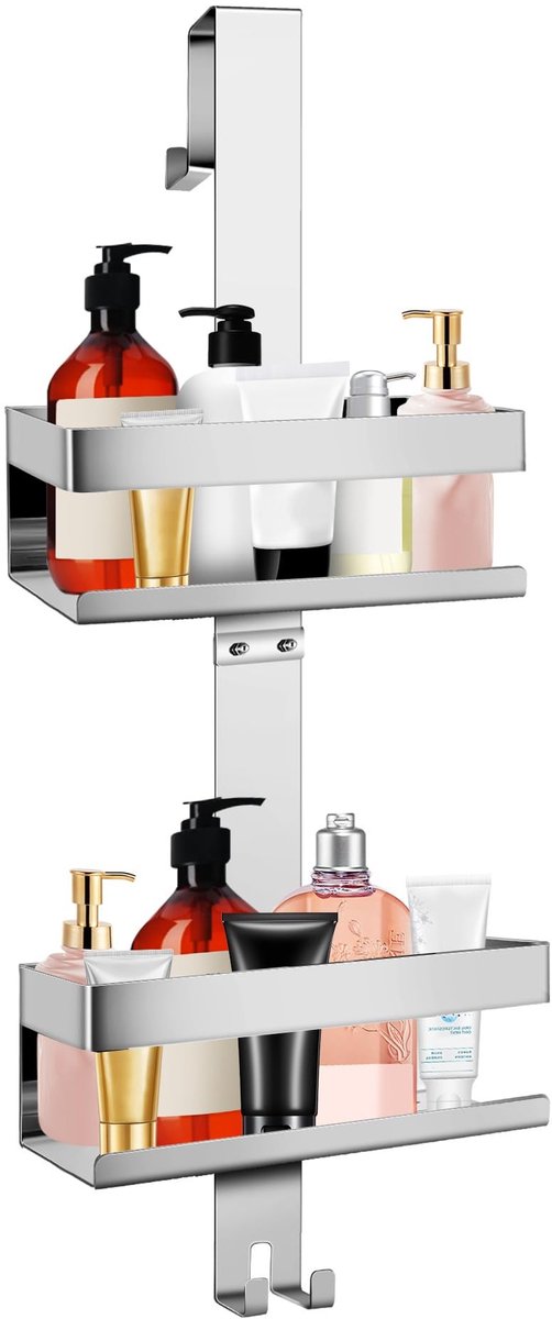 Omgoods - Douche Caddy Rvs zonder Boren met Suction Cup Haak voor Badkamer