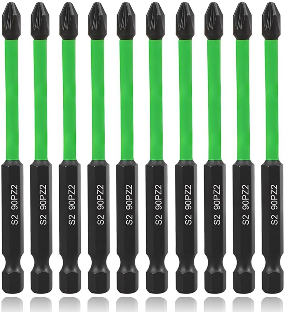 Omgoods - 10-delige 90mm PZ2 Magnetische Impact Schroevendraaier Set