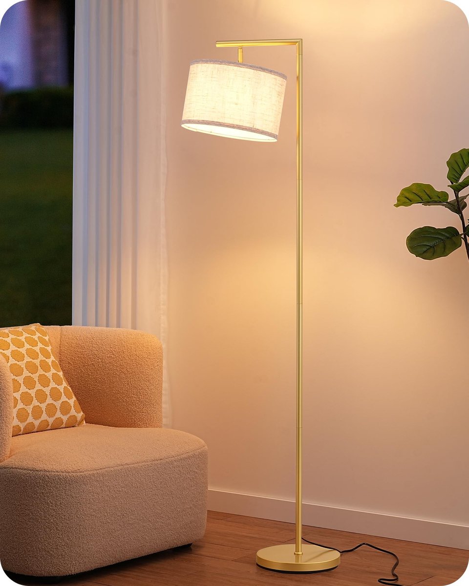 Omgoods - Moderne Vloerlamp met Verstelbare Linnen Lampenkap