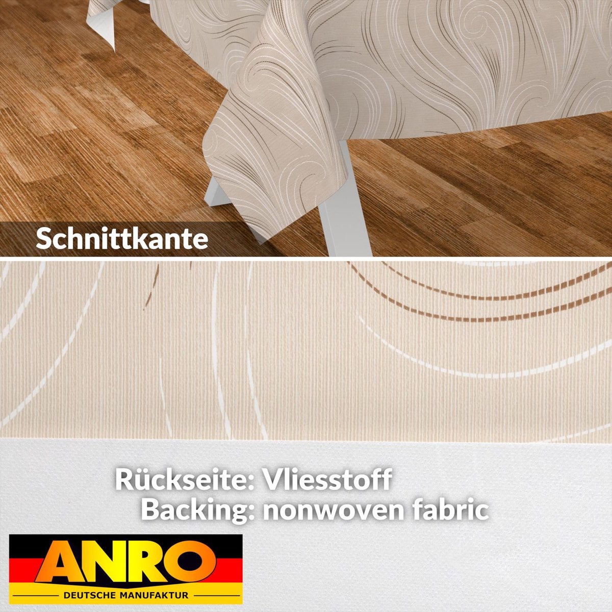 SnelShoppen - Afwasbaar Tafelzeil Tuintafelkleed Beige Abstract 120 x 140 cm Snijrand - Perfect voor Feesten, Camping, Tuin en Keuken