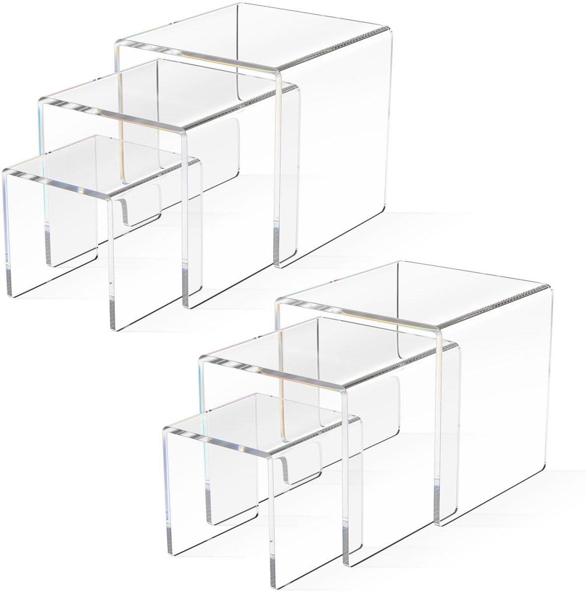 Omgoods - Set van 6 Transparante Acryl Display Riser Stands voor Cosmetica en Decoratie