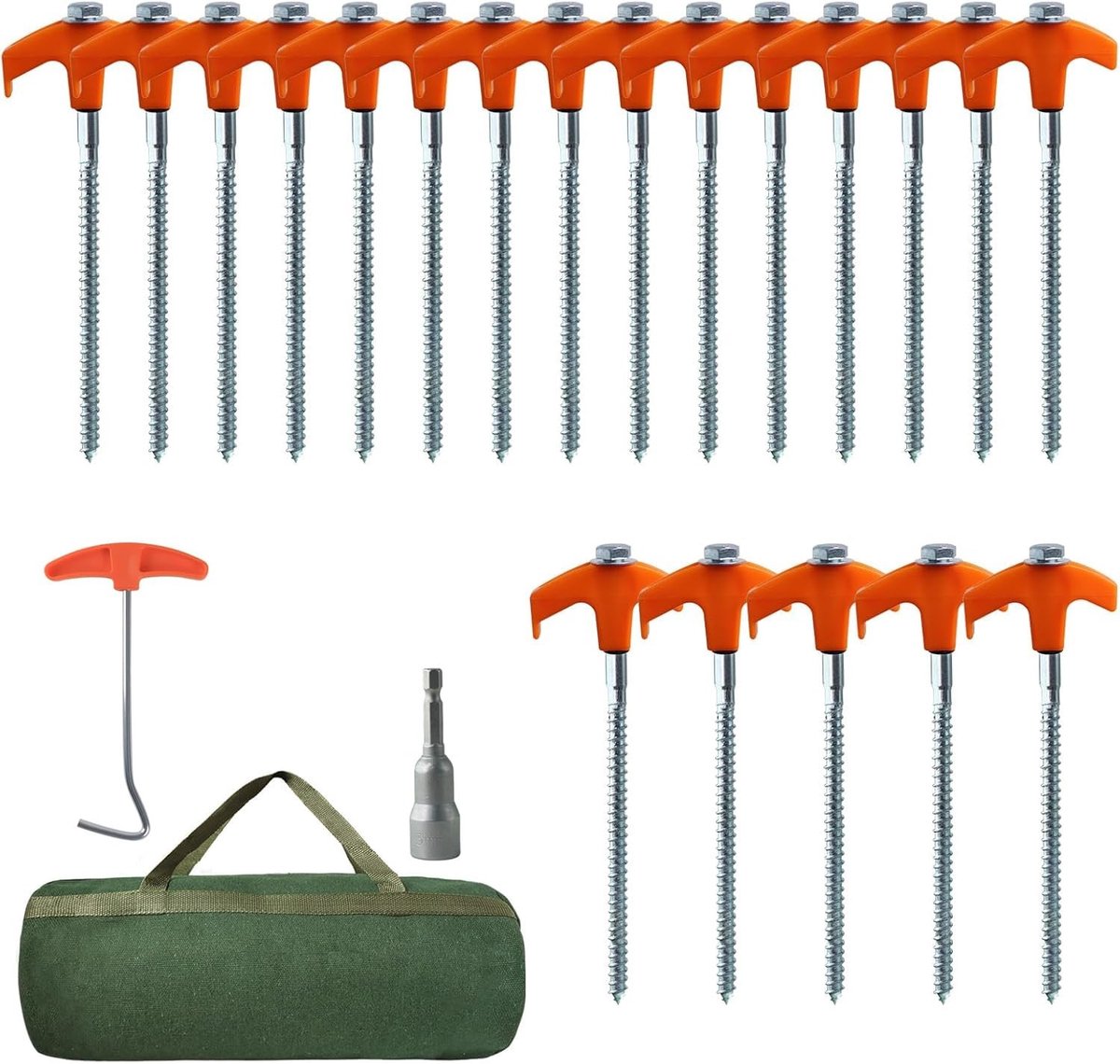 Omgoods - Set van 15 Rotatable Tent Pegs voor Kamperen