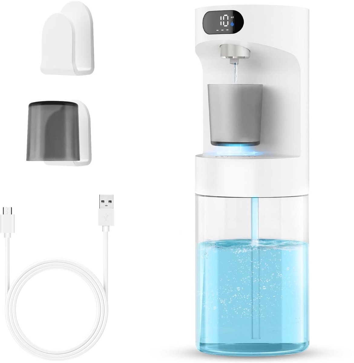 Omgoods- Mondspoeldispenser 600 ml - Automatische mondwaterdispenser - Contactloze bediening - Wandbevestiging - Elektrisch - Inclusief 2 magneetbekers