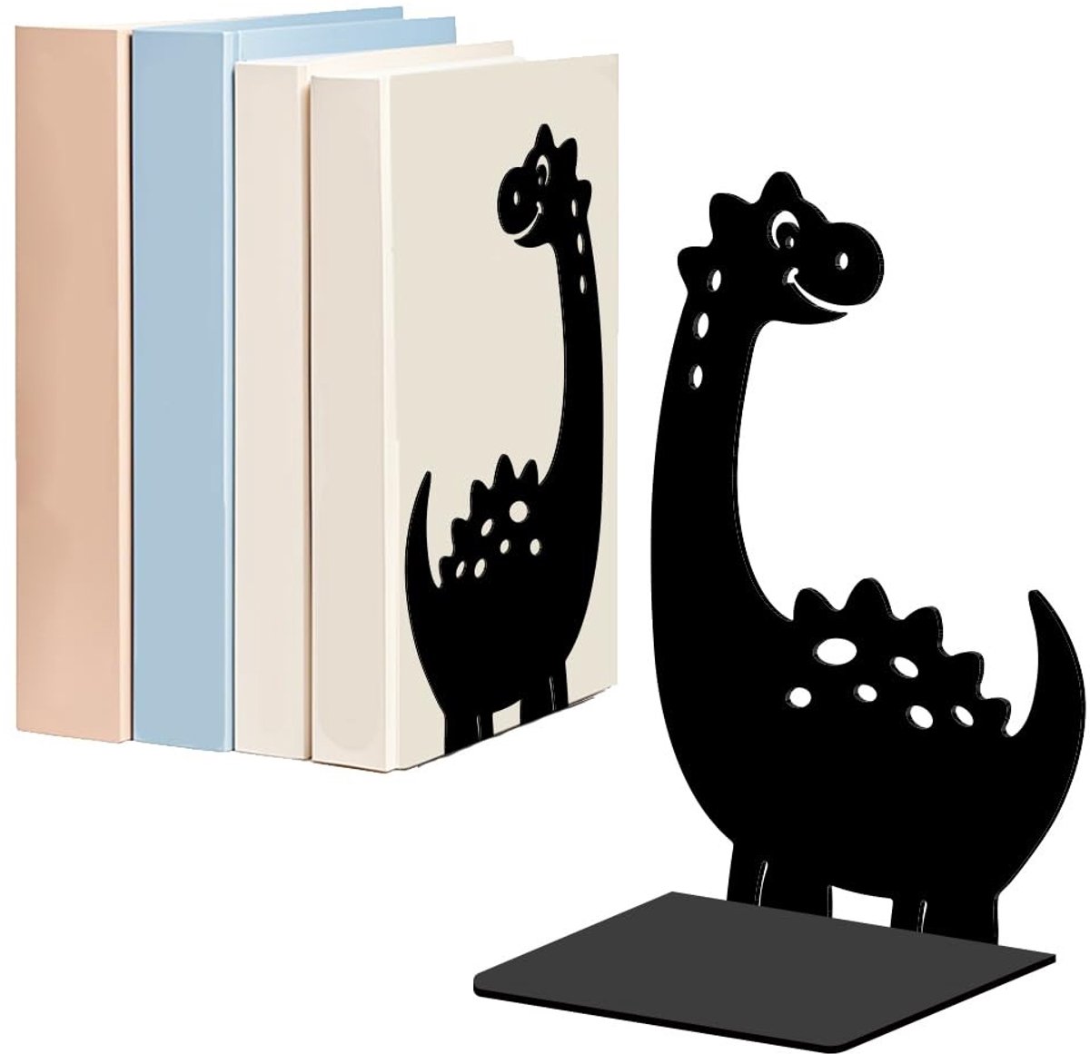 Omgoods - Set van 2 Zwarte Dinosaurus Boeksteunen voor Decoratie