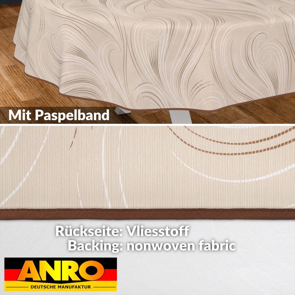 Omgoods - Wasbare Tafelkleed voor Tuin, Abstract Beige, Ovaal 200 x 140 cm