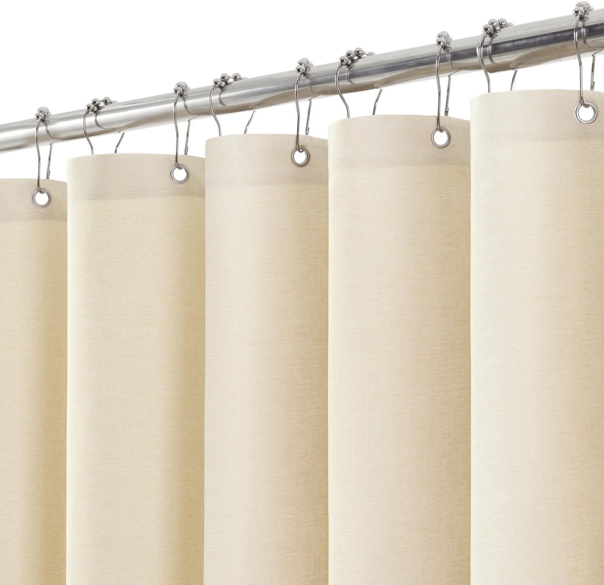 Omgoods - Waterdicht Douchgordijn met Linnenlook en Ringen - 182 x 198 cm