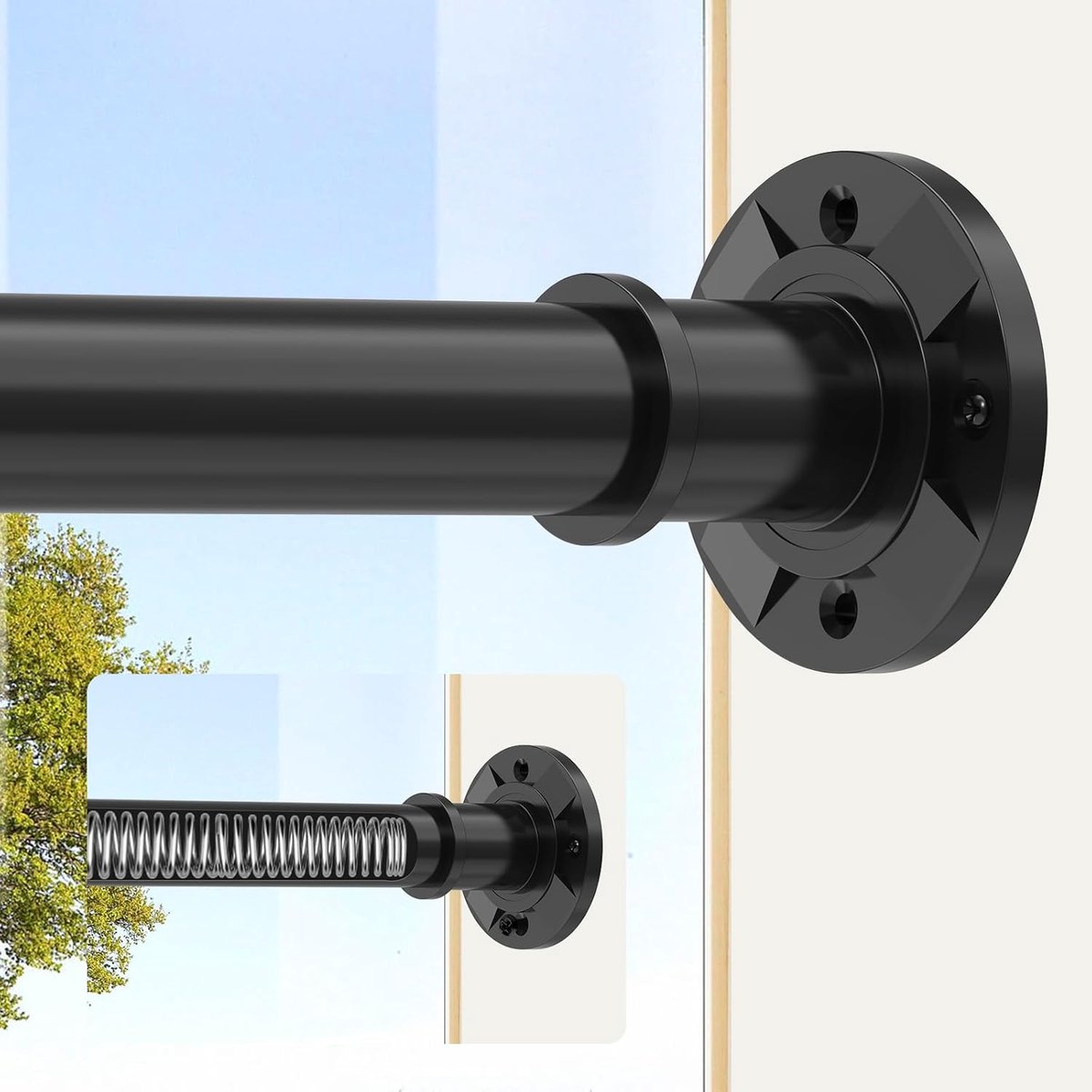 SnelShoppen - Douchegordijnstang zonder boren, telescoopdouchestang om te klemmen, zwart, verstelbaar van 80-284 cm, ideaal voor badkamer, douche en t